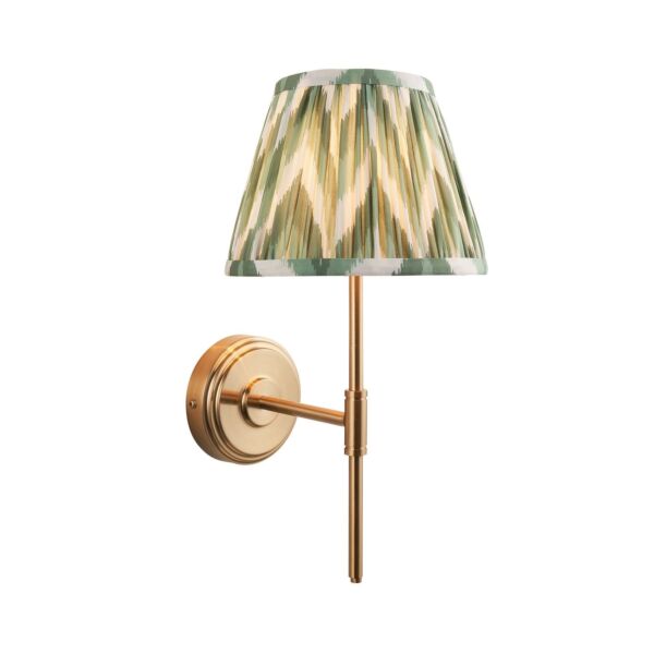 Endon Lighting - Step T Bar & Zigzag 20cm - 116065 - Aged Brass Green Wall Light