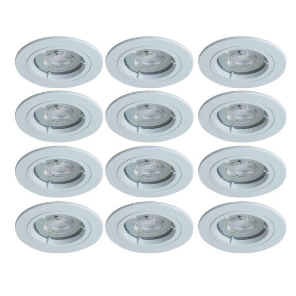 Set of 12 - White GU10 Fixed Recessed Downlights