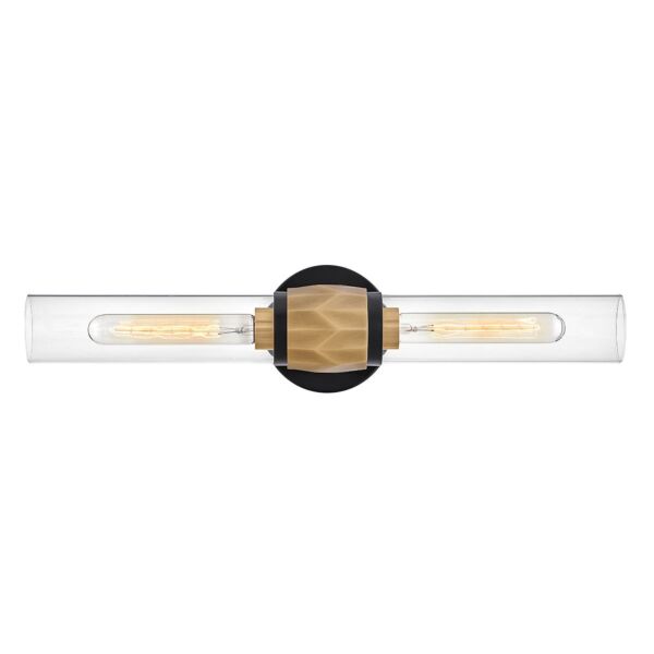 Hinkley Lighting - Ellison - HK-ELLISON2-BK-HB - Black Heritage Brass Clear Glass 2 Light IP44 Bathroom Wall Light