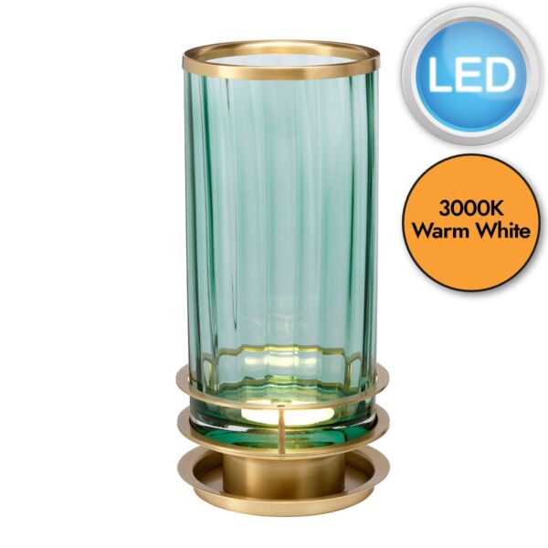 Quintiesse - QN-ARNO-GREEN-AB - Arno Table Lamp - Green - Aged Brass