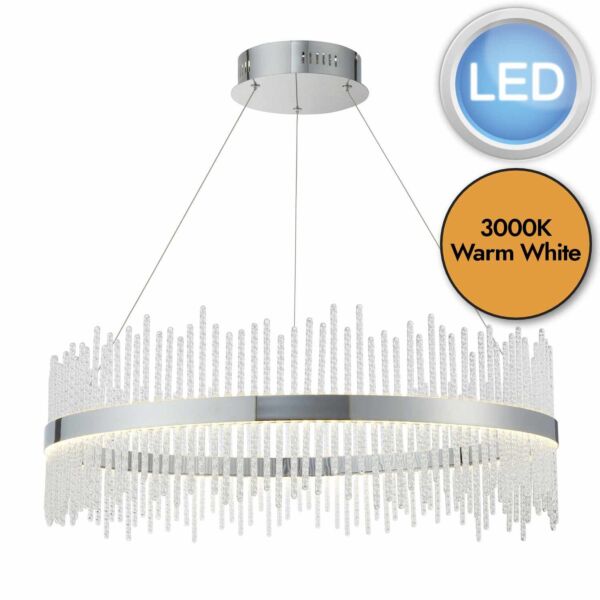 Peralta - LED Chrome Clear Glass Ceiling Pendant Light