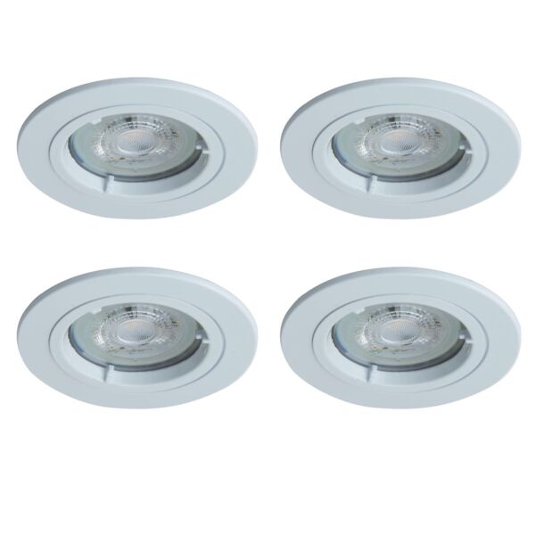 Set of 4 - White GU10 Fixed Recessed Downlights