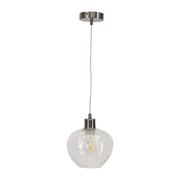 Bradson - Clear Swirl Glass with Satin Nickel Pendant Fitting