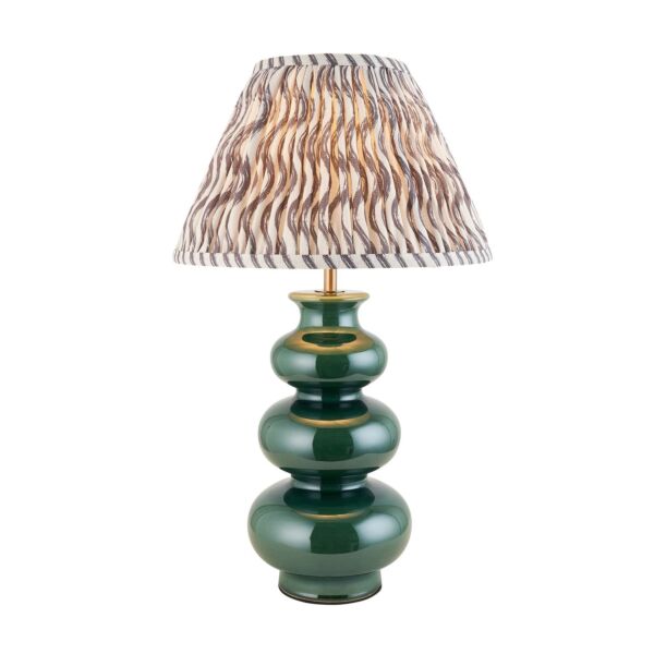 Endon Lighting - Monroe & Ripple 30cm - 116473 - Green Aged Brass Grey Ceramic Table Lamp With Shade