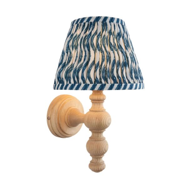 Endon Lighting - Bibury & Ripple 20cm - 114319 - Ash Wood Aged Brass Blue Wall Light