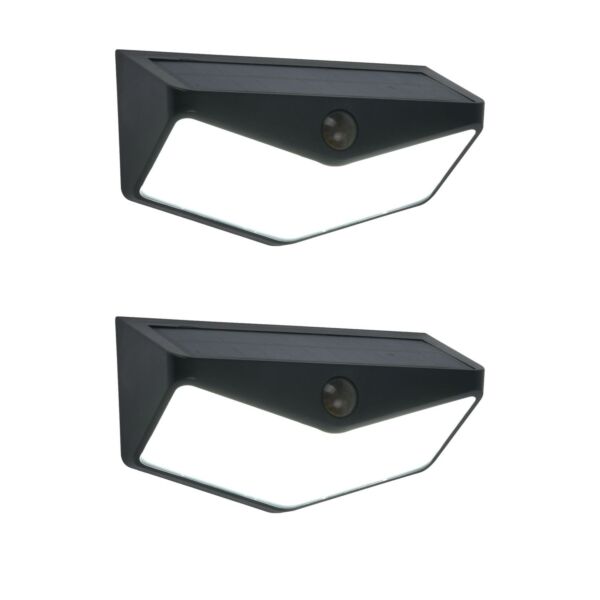 Set of 2 Wings - LED Black Opal IP44 Solar Outdoor Wall Washer Lights