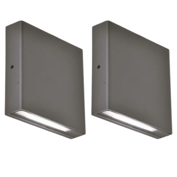 Set of 2 Pili - LED Dark Grey Clear Glass 2 Light IP54 Outdoor Wall Washer Lights