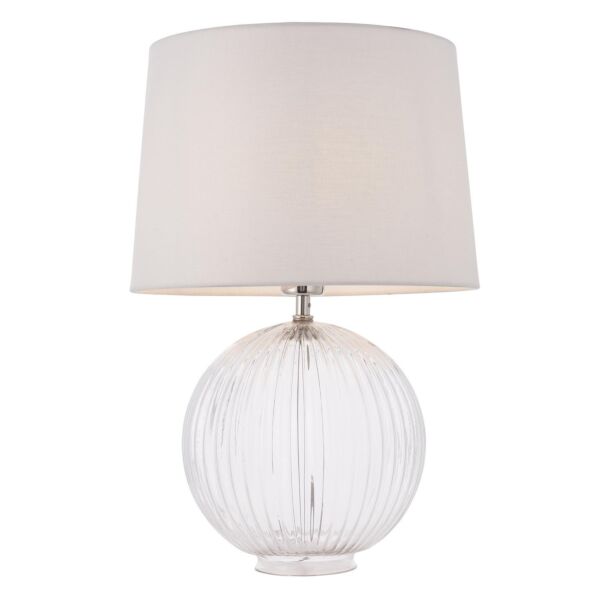 Endon Lighting - Jemma - 92890 - Clear Ribbed Glass Vintage White Table Lamp With Shade