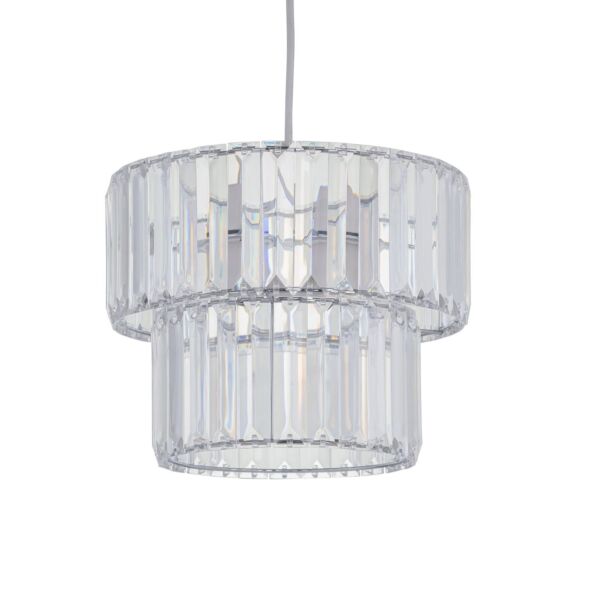 Clint - Clear Acrylic Crystal Two Tier Easy Fit Pendant Shade