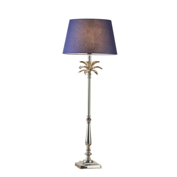 Endon Lighting - Leaf - 91167 - Nickel Navy Blue Table Lamp With Shade