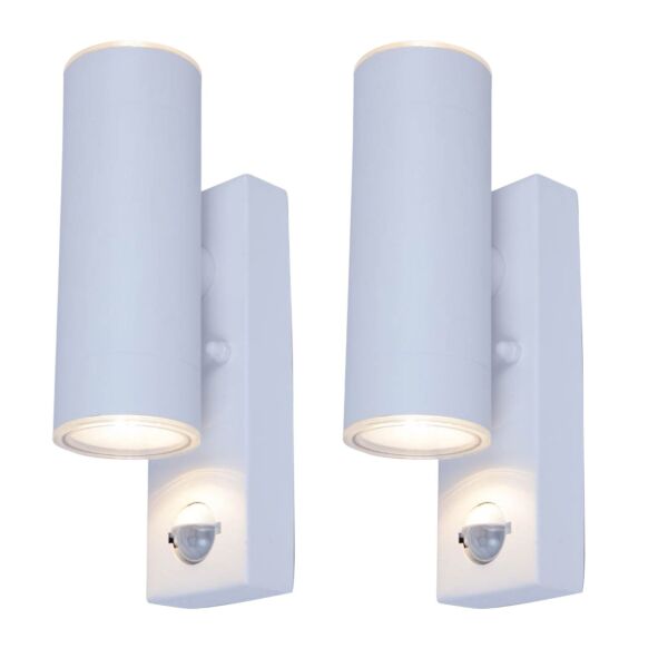 Set of 2 Grange - White LED Outdoor Up Down Motion Sensor Wall Lights