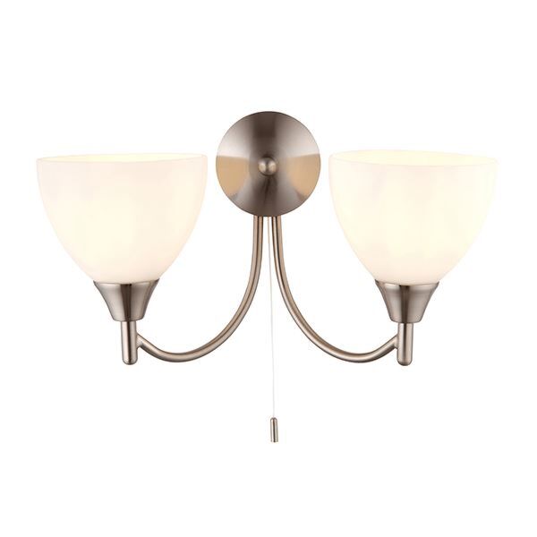 Endon Lighting - Alton - 1805-2SC - Chrome Opal Glass 2 Light Pull Cord Wall Light