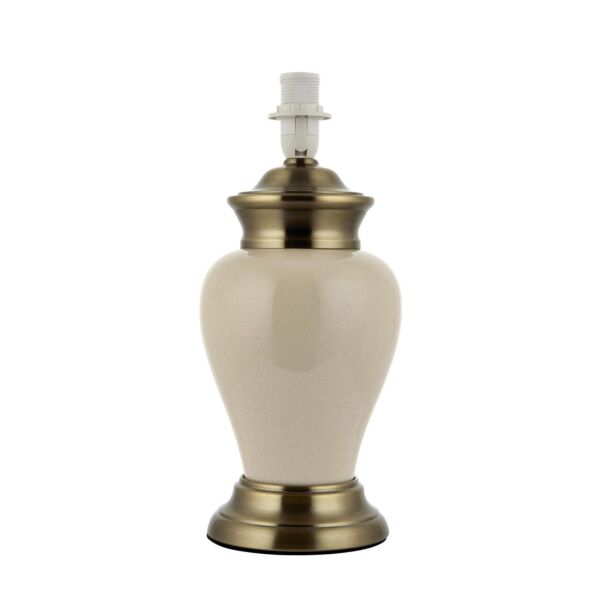 Endon Lighting - Dalston - DALSTON-TLAB - Cream Crackle Antique Brass Ceramic Base Only Table Lamp
