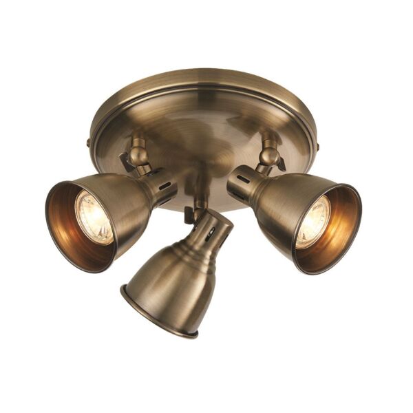 Endon Lighting - Westbury - 76279 - Antique Brass 3 Light Ceiling Spotlight