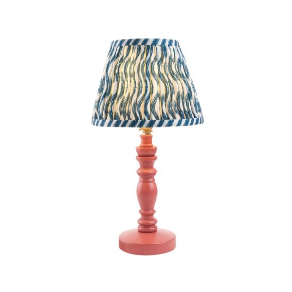 Endon Lighting - Bibury & Ripple 20cm - 114264 - Pink Aged Brass Blue Table Lamp With Shade