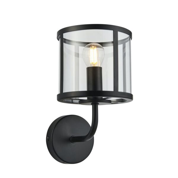 Endon Lighting - Hopton - 104193 - Black Clear Glass Wall Light