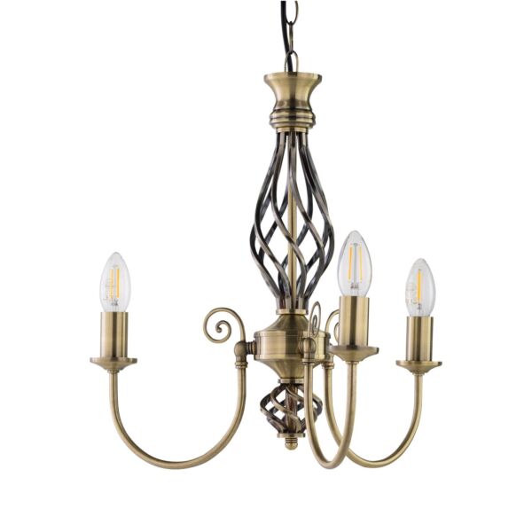 Barley Twist - Antique Brass 3 Light Pendant