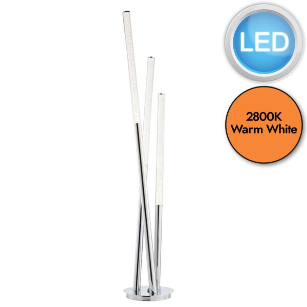 Endon Lighting - Glacier - 76731 - LED Stainless Steel Clear 3 Light Floor Lamp