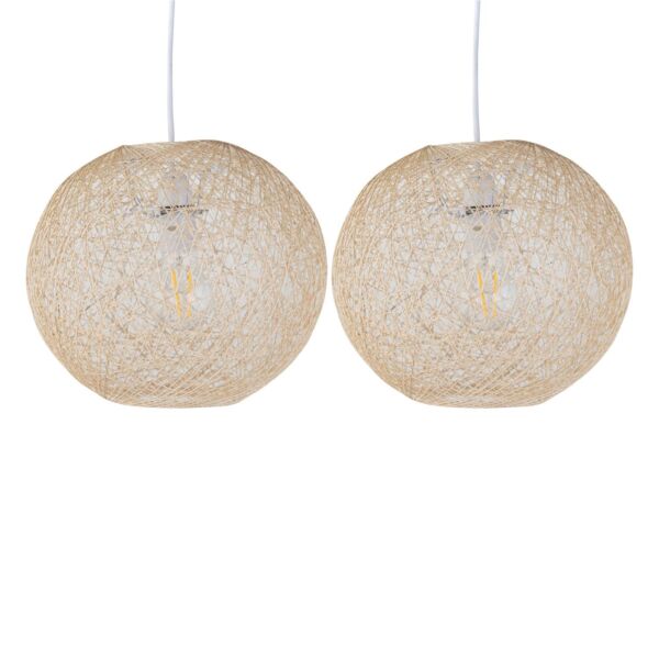 Set of 2 Abaca - Natural 8" Globe Ceiling Light Shades