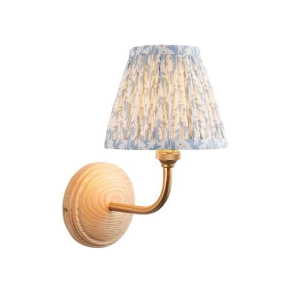 Endon Lighting - Wood Arc & Leaf 16cm - 115810 - Ash Wood Blue Wall Light