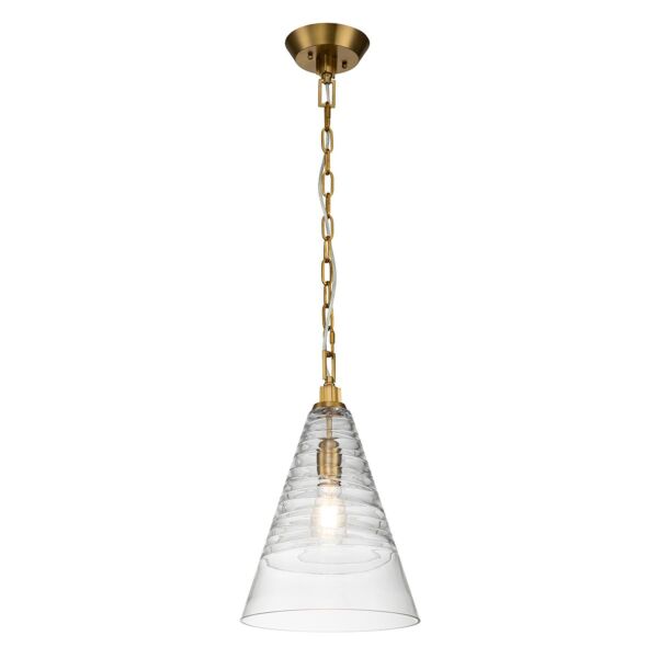 Quintiesse - Elmore - QN-ELMORE-P-BBS - Brass Clear Glass Ceiling Pendant Light