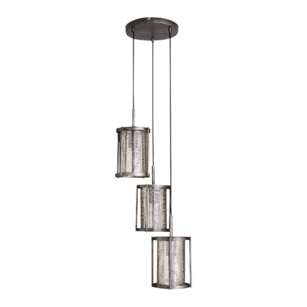 Eli - Brushed Silver with Mesh Shades 3lt Cluster Pendant