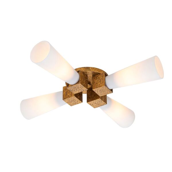 Elstead Lighting - Kristy - KRISTY-4P-DG-OPAL - Distressed Gold Opal Glass 4 Light Flush Ceiling Light