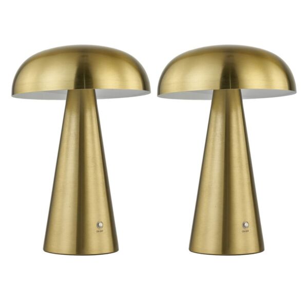 Set of 2 Constance - Antique Brass LED Rechargeable Touch Table Lamps