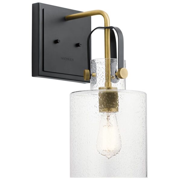 Quintiesse - Kitner - QN-KITNER1-NBR - Natural Brass Clear Seeded Glass Wall Light