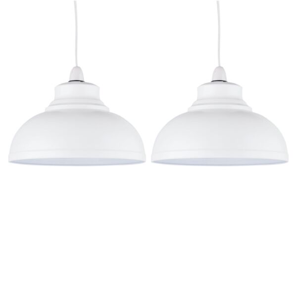 Set of 2 Domed - Cream Easy Fit Metal Pendant Shades