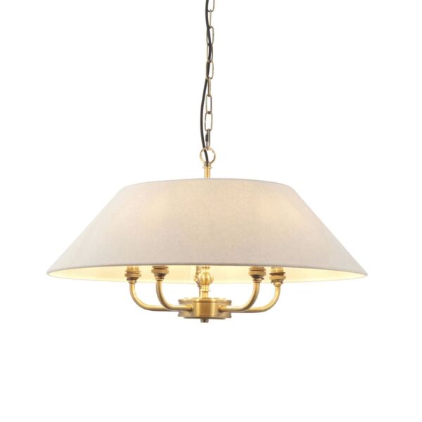 Endon Lighting - Lille - 112956 - Antique Brass Natural 5 Light Ceiling Pendant Light