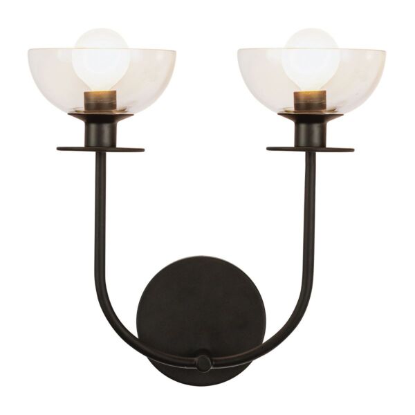Elstead Lighting - Sylvia - ALM-SYLVIA-2WB-BK-CL - Black Clear Glass 2 Light Wall Light