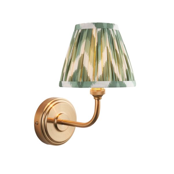 Endon Lighting - Step Arc & Zigzag 16cm - 115750 - Aged Brass Green Wall Light