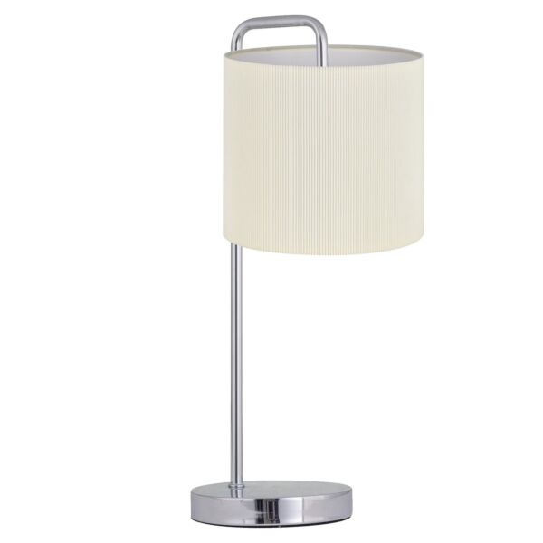 Chrome Arched Table Lamp with White Micropleat Shade