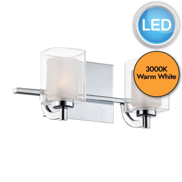 Quoizel Lighting - Kolt - QZ-KOLT2-PC-BATH - LED Chrome Clear Opal Glass 2 Light IP44 Bathroom Wall Light