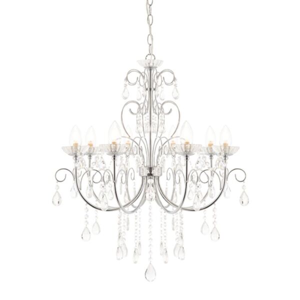 Endon Lighting - Tabitha - 72561 - Chrome Clear Crystal Glass 8 Light IP44 Bathroom Ceiling Pendant Light