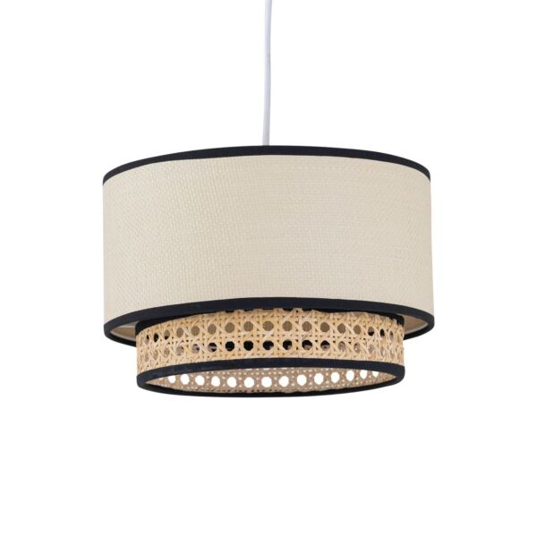 Koral - Natural Rattan and Cane 25 cm Easy Fit Two Tier Pendant Shade