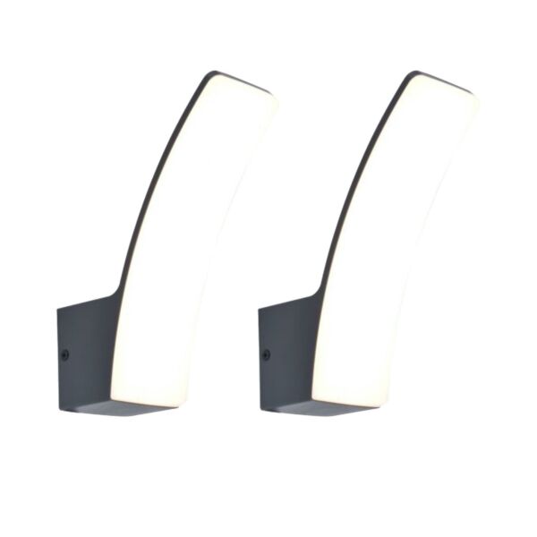 Set of 2 Kilo - LED Dark Grey Opal IP44 Outdoor Wall Washer Lights