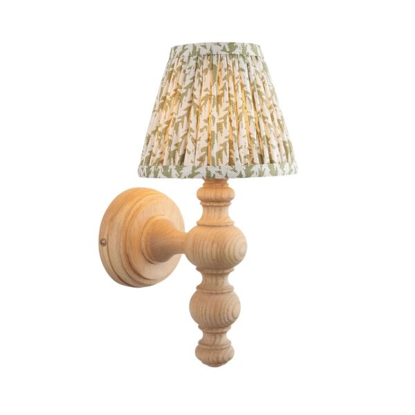 Endon Lighting - Bibury & Leaf 16cm - 114304 - Ash Wood Aged Brass Green Wall Light