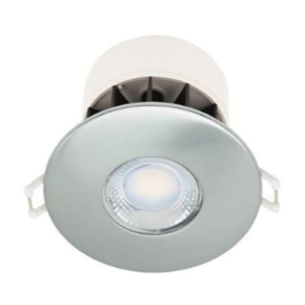 Set of 10 Fire Rated LED Bathroom Downlights - Brushed Steel IP65 Recessed Downlights
