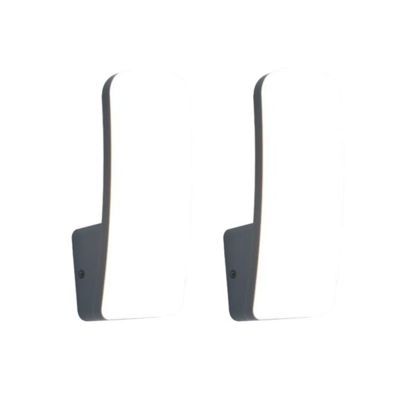 Set of 2 Kite - LED Dark Grey Opal IP54 Outdoor Wall Washer Lights