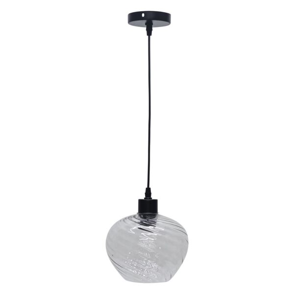 Bradson - Clear Swirl Glass with Black Pendant Fitting