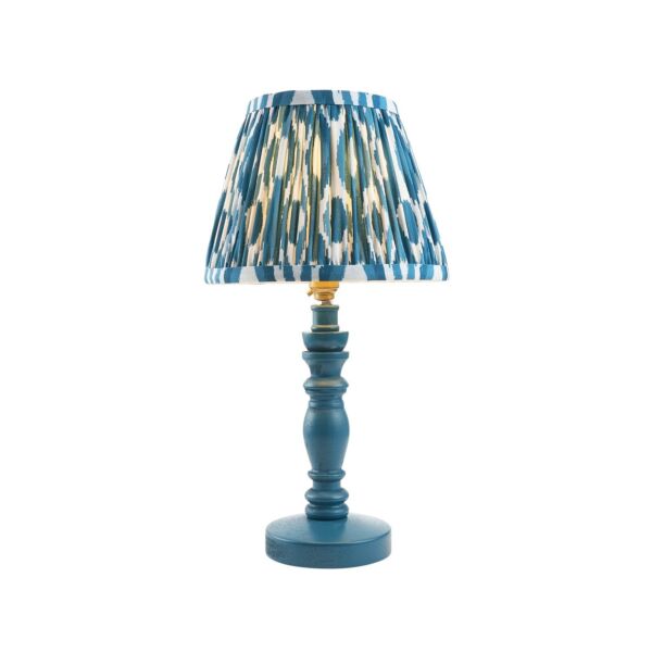 Endon Lighting - Bibury & Ikat 20cm - 115092 - Blue Aged Brass Table Lamp With Shade