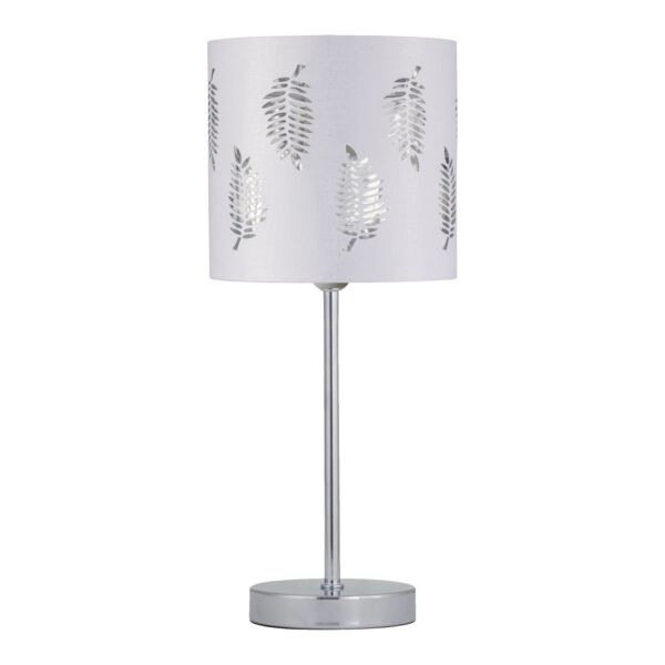 Chrome Touch Operated Table Lamp with White Fern Shade