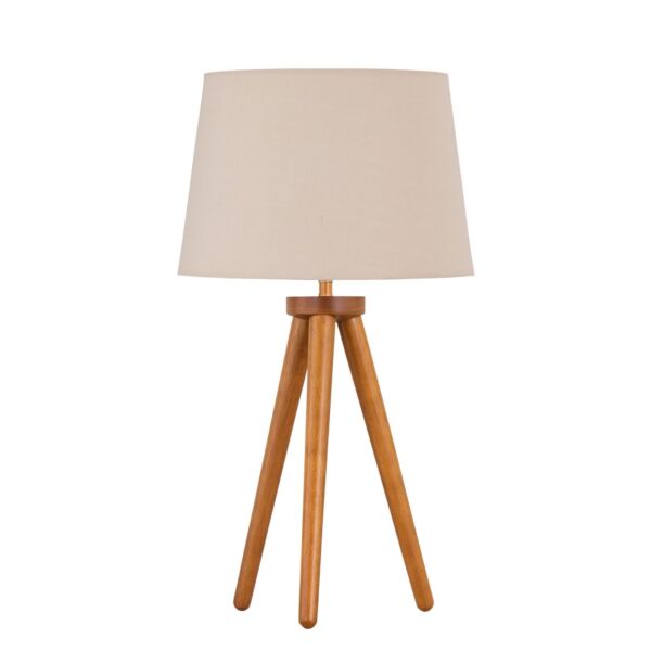Voyage - Dark Oak Table Lamp or Bedside Light with Natural Shade