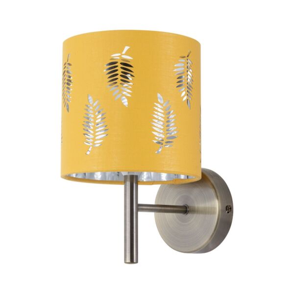 Brea - Antique Brass Wall Light with Ochre Fern Shade