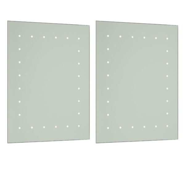 Pair of Battery Operated Rectangular LED Illuminated Bathroom Mirrors