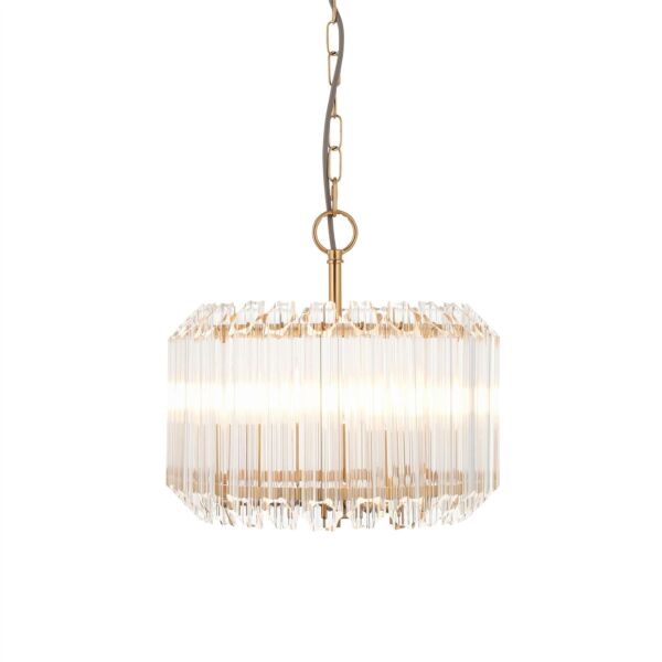 Endon Lighting - Valentina - 117514 - Aged Brass Clear Glass 3 Light Ceiling Pendant Light