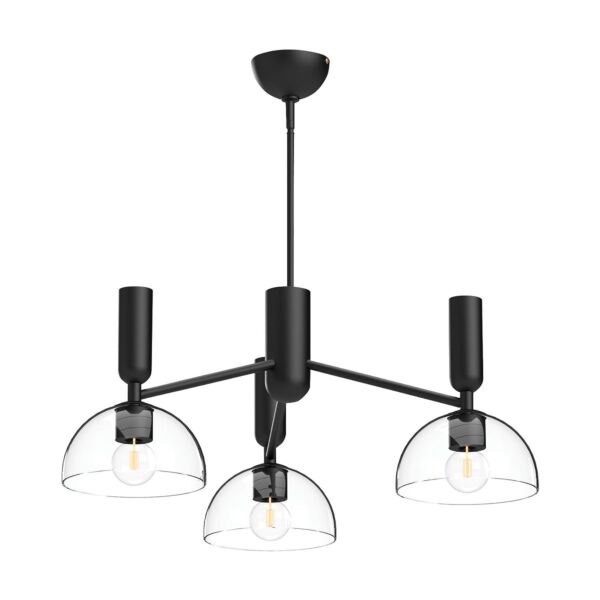 Elstead Lighting - Jude - ALM-JUDE3-MB-CL - Black Clear Glass 3 Light Ceiling Pendant Light