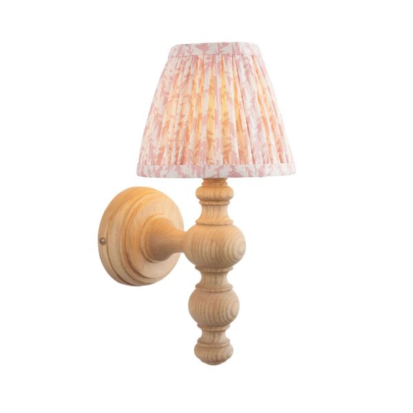 Endon Lighting - Bibury & Leaf 16cm - 114306 - Ash Wood Aged Brass Peach Wall Light